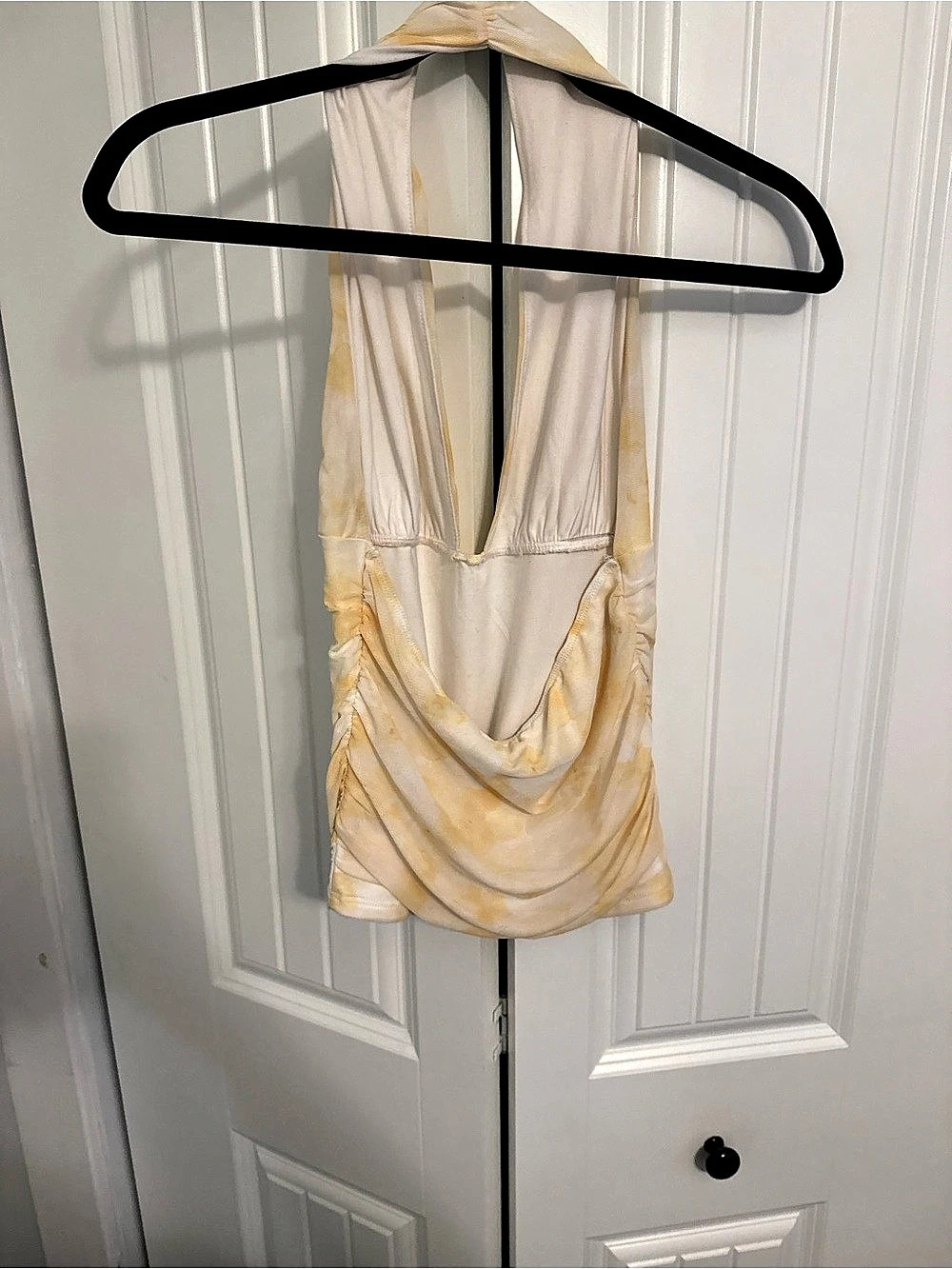 Yellow & White flower pattern halter Top